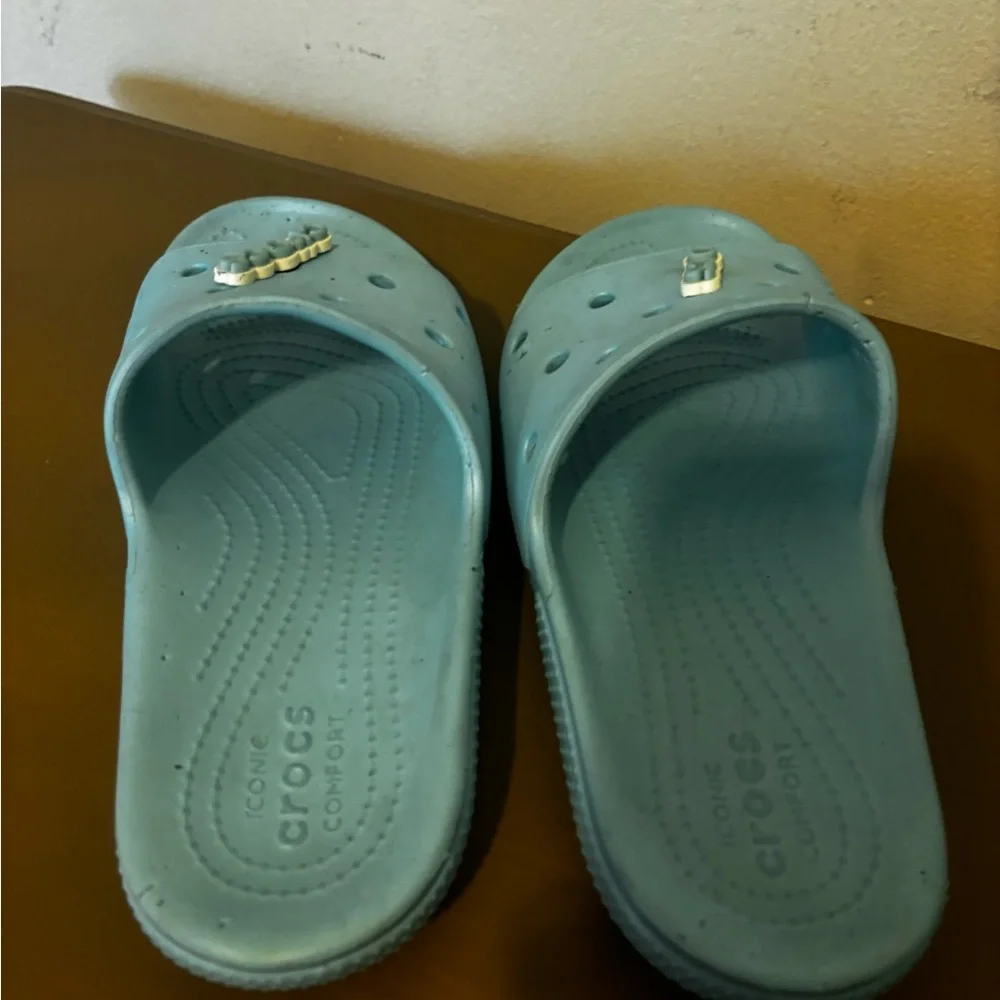 CROCS Kids Light Blue Slide Sandals 4/6